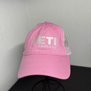 New Yeti Coolers Mesh Back Trucker Hat Pink One Size Colorblock Embroidered NWT